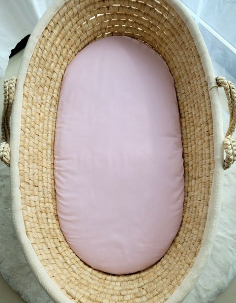 Prześcieradło bawełniane do wózka gondoli kosza Mojżesza Boho 75x35 cm - brudny róż
