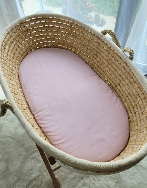 Prześcieradło bawełniane do wózka gondoli kosza Mojżesza Boho 75x35 cm - brudny róż