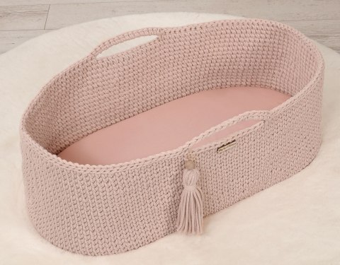 Prześcieradło bawełniane do wózka gondoli kosza Mojżesza Boho 75x35 cm - brudny róż