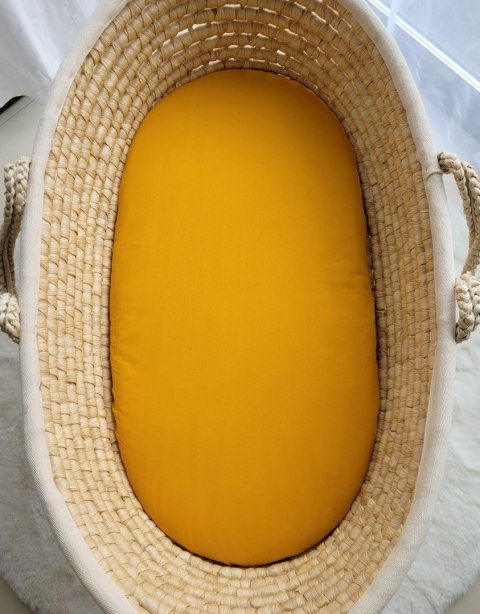 Prześcieradło bawełniane do wózka gondoli kosza Mojżesza Boho 75x35 cm - musztardowe