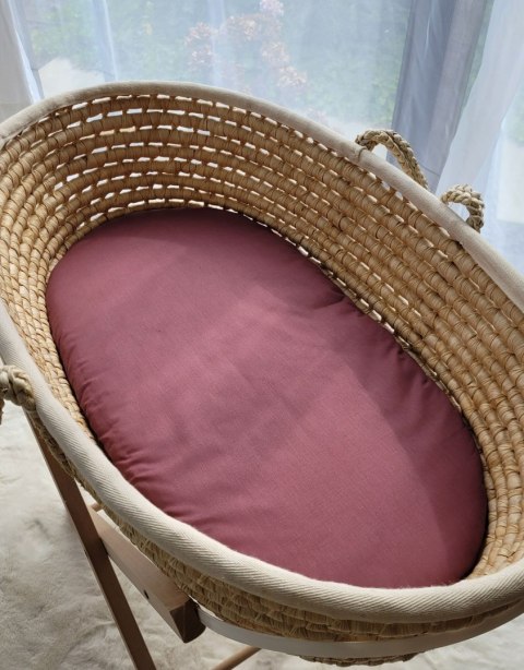 Prześcieradło bawełniane do wózka gondoli kosza Mojżesza Boho 75x35 cm - róż retro