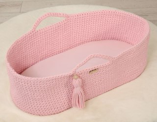 Prześcieradło bawełniane do wózka gondoli kosza Mojżesza Boho 75x35 cm - różowe