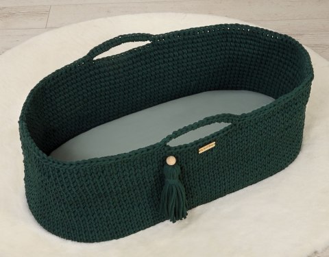 Prześcieradło bawełniane do wózka gondoli kosza Mojżesza Boho 75x35 cm - szałwia