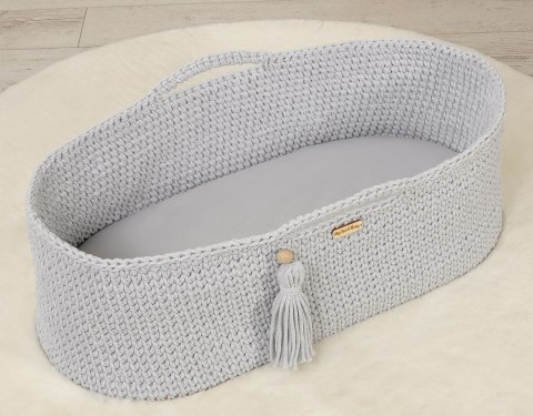 Prześcieradło bawełniane do wózka gondoli kosza Mojżesza Boho 75x35 cm - szare